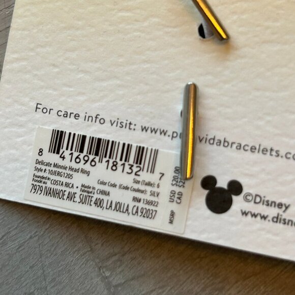 NWT Set of 2 Pura Vida Disney Minnie Mouse Rings Minnie Ears Minnie Bow Size 6 - Picture 5 of 15